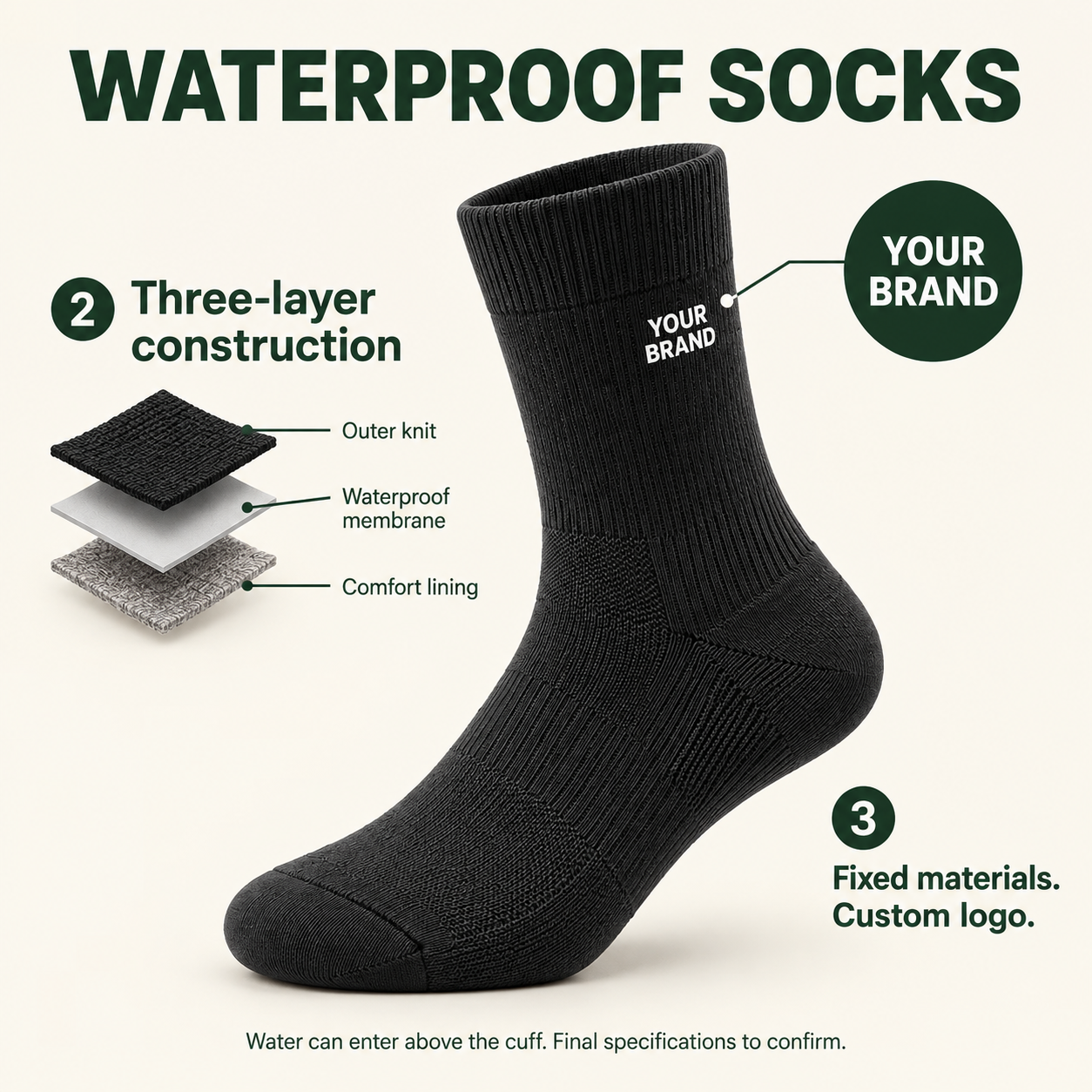 Waterproof socks · Features